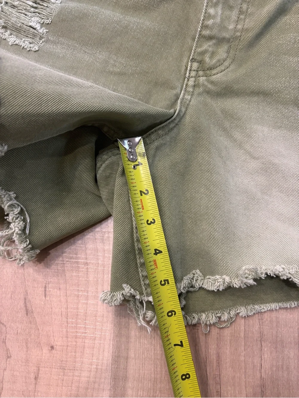 BDG Olive Green Distressed Denim Cutoff Shorts
